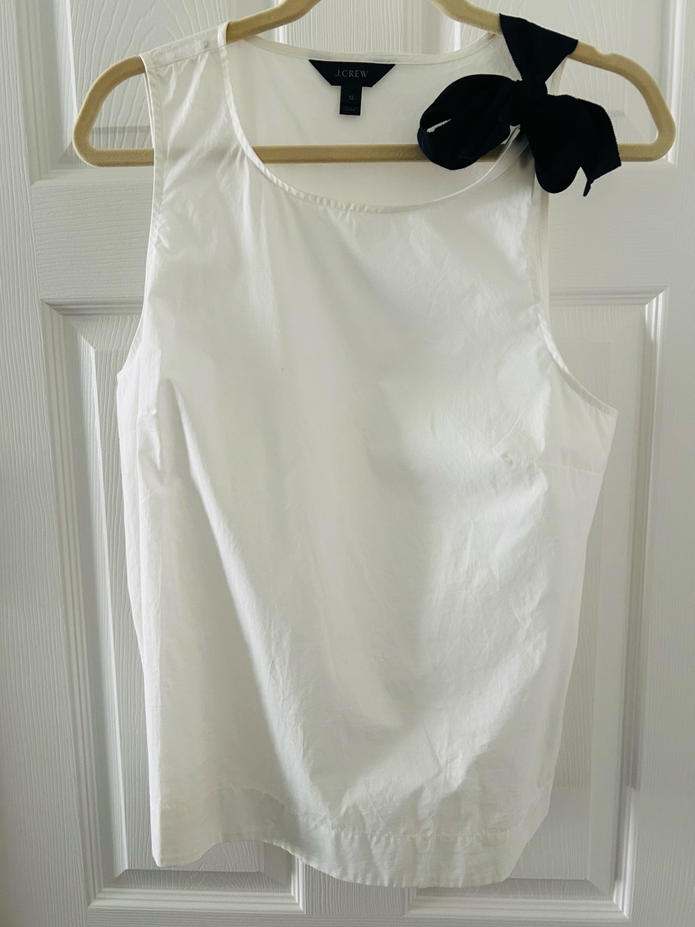J. Crew White Sleeveless Bow-Shoulder Shell Top